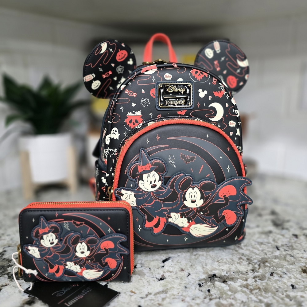 Loungefly Disney Mickey & Minnie Halloween Ears Mini Backpack And Wallet